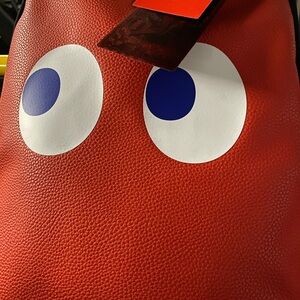 Designer Red Leather Bag with Eye Motif